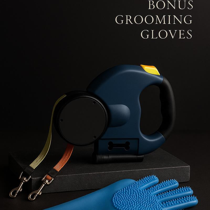 360° Dual Retractable Dog Leash for Effortless Walks with Two Dogs