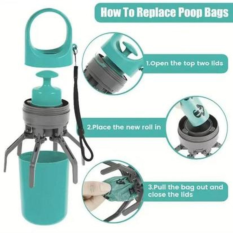 Premium Portable Pet Poop Scooper with Built-in Waste Bag Dispenser - Ideal for Dog Walkers