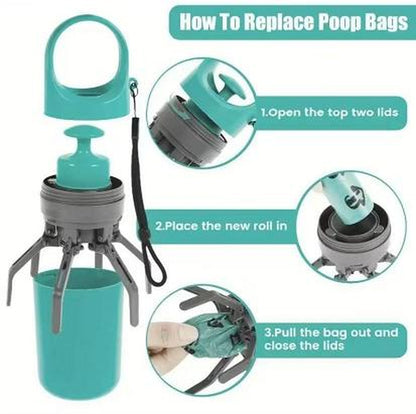 Premium Portable Pet Poop Scooper with Built-in Waste Bag Dispenser - Ideal for Dog Walkers