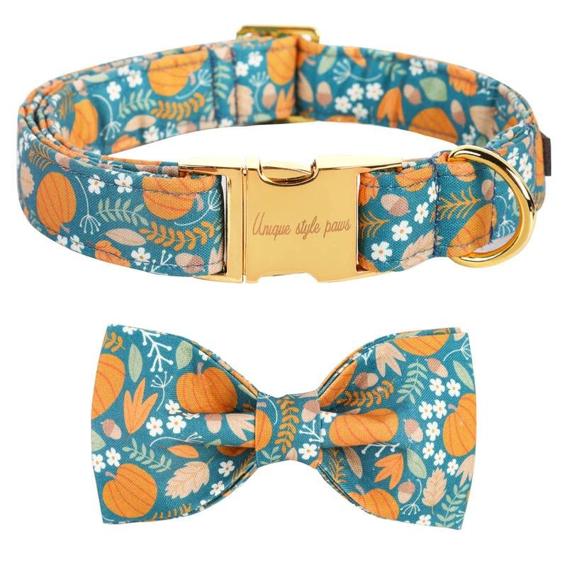Elevate Your Pet's Style with the Unique Style Paws Adjustable Halloween Dog Collar Featuring a Charming Bow Tie - Perfect for Dogs of All Sizes