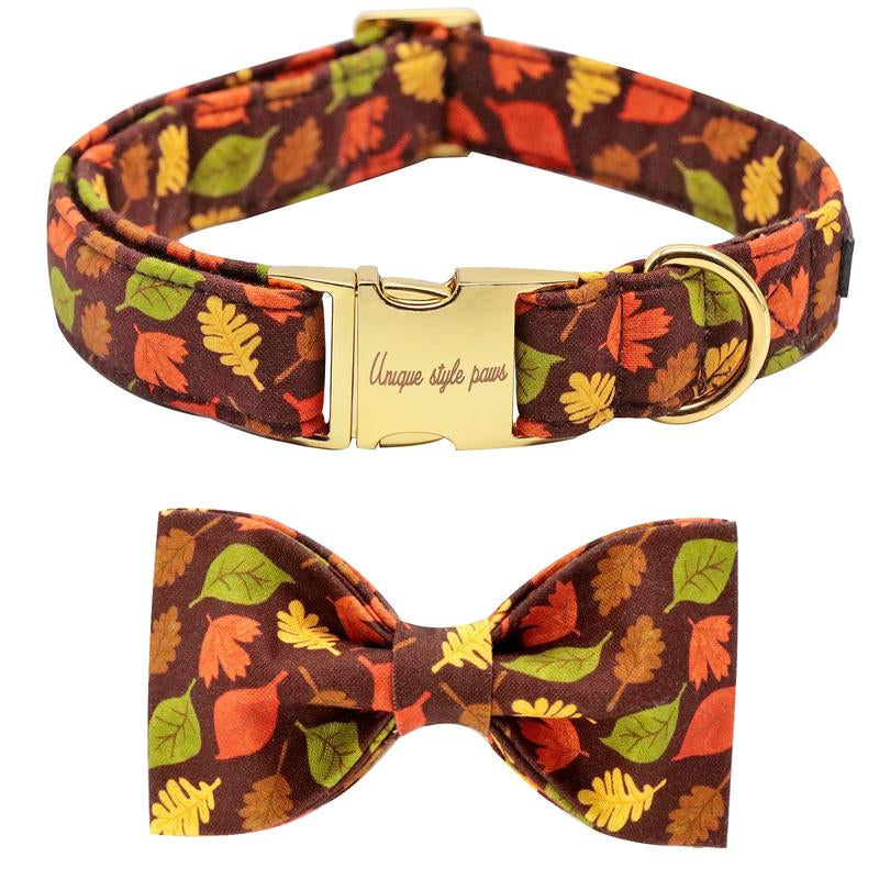 Elevate Your Pet's Style with the Unique Style Paws Adjustable Halloween Dog Collar Featuring a Charming Bow Tie - Perfect for Dogs of All Sizes