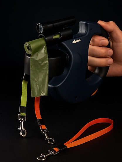 360° Dual Retractable Dog Leash for Effortless Walks with Two Dogs