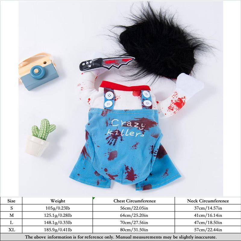 Halloween Dog Costume – Funny Knife Killer Outfit for Small Dogs, Scary Pet Clothes for Halloween Party & Fall Season
