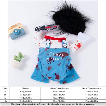 Halloween Dog Costume – Funny Knife Killer Outfit for Small Dogs, Scary Pet Clothes for Halloween Party & Fall Season