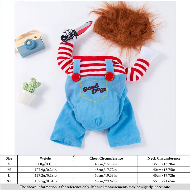 Halloween Dog Costume – Funny Knife Killer Outfit for Small Dogs, Scary Pet Clothes for Halloween Party & Fall Season