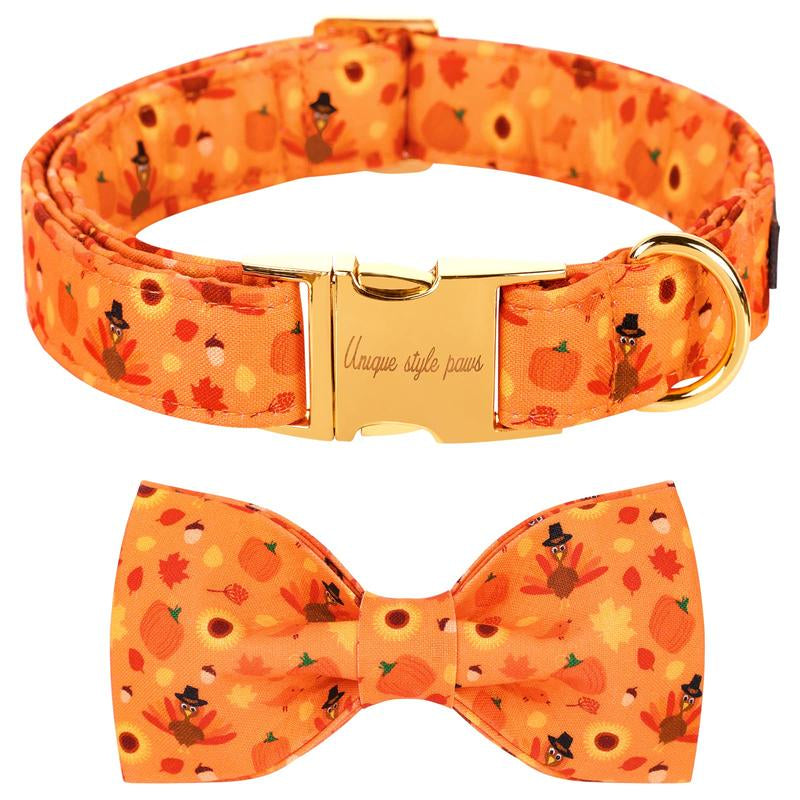 Elevate Your Pet's Style with the Unique Style Paws Adjustable Halloween Dog Collar Featuring a Charming Bow Tie - Perfect for Dogs of All Sizes
