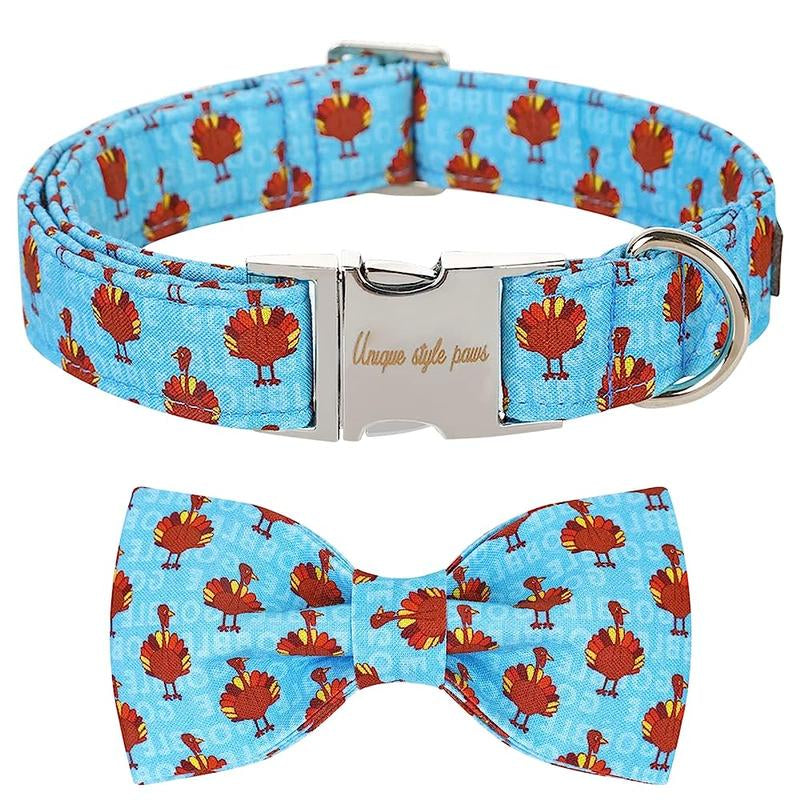 Elevate Your Pet's Style with the Unique Style Paws Adjustable Halloween Dog Collar Featuring a Charming Bow Tie - Perfect for Dogs of All Sizes