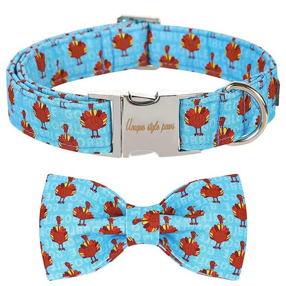 Elevate Your Pet's Style with the Unique Style Paws Adjustable Halloween Dog Collar Featuring a Charming Bow Tie - Perfect for Dogs of All Sizes