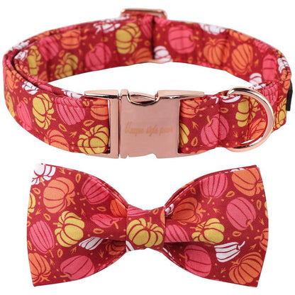 Elevate Your Pet's Style with the Unique Style Paws Adjustable Halloween Dog Collar Featuring a Charming Bow Tie - Perfect for Dogs of All Sizes