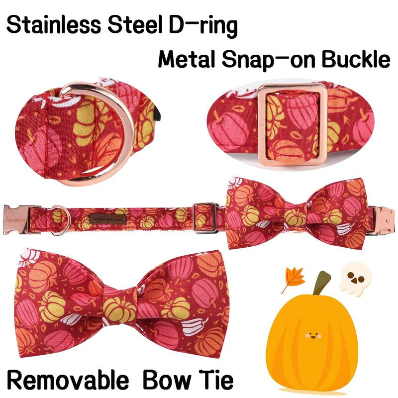 Elevate Your Pet's Style with the Unique Style Paws Adjustable Halloween Dog Collar Featuring a Charming Bow Tie - Perfect for Dogs of All Sizes