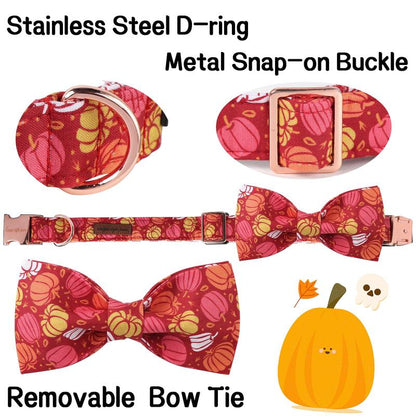 Elevate Your Pet's Style with the Unique Style Paws Adjustable Halloween Dog Collar Featuring a Charming Bow Tie - Perfect for Dogs of All Sizes